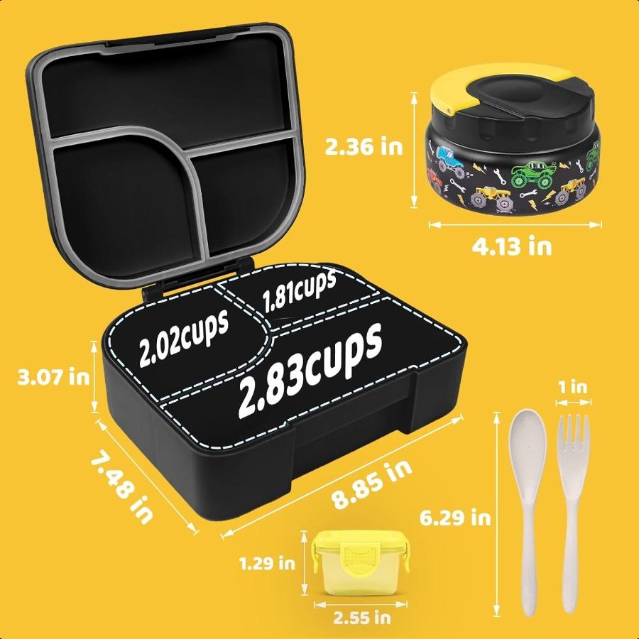 

TinyPalsa Bento Box for 3 Compartment Lunch Box with 10oz Leak Proof Food Jar EasyOpen Latch Dishwasher Safe Ideal for School United States