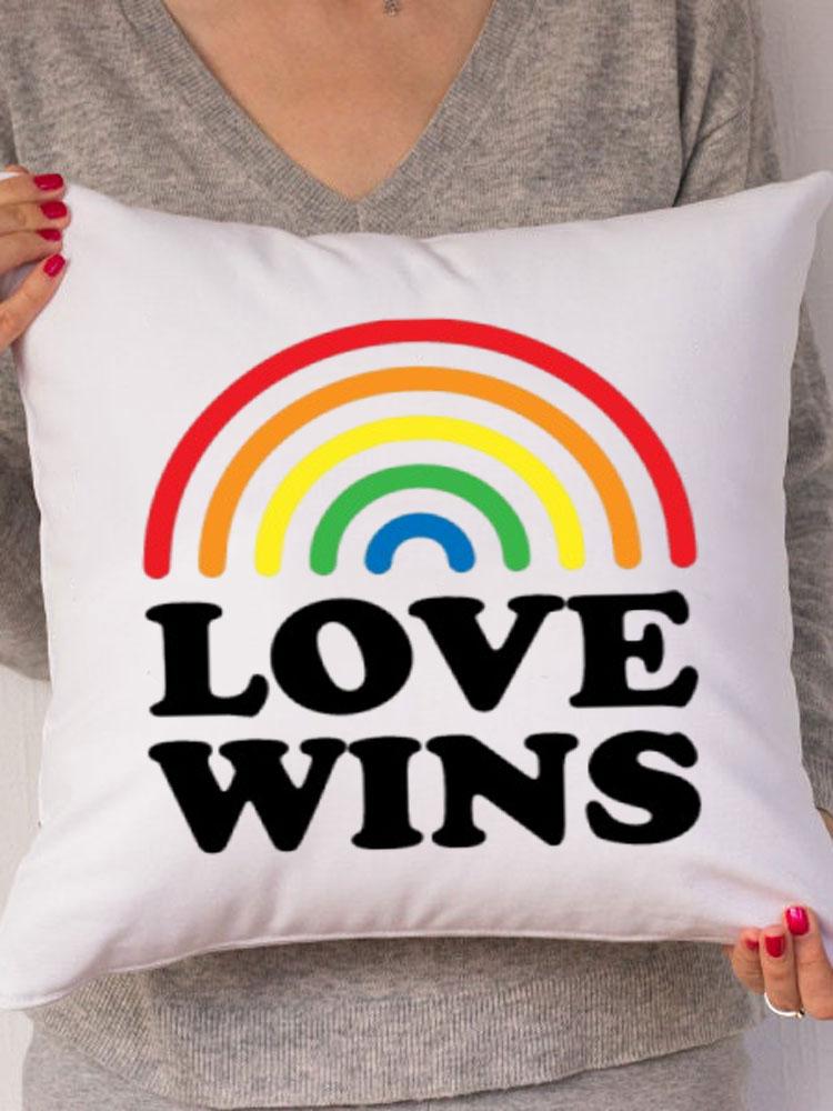 Rainbow Love Wins Pillow Cover for New Couple Bedroom Home Decor Love Pillowcase Tic Tac Toe Love Wedding Gift Pillows 45*45CM