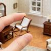 Dollhouse Miniature Rocking Chair, 1:12 Scale Exquisite Details, Lightweight Tiny Mini House Decoration, for Photo Props Micro Landscape