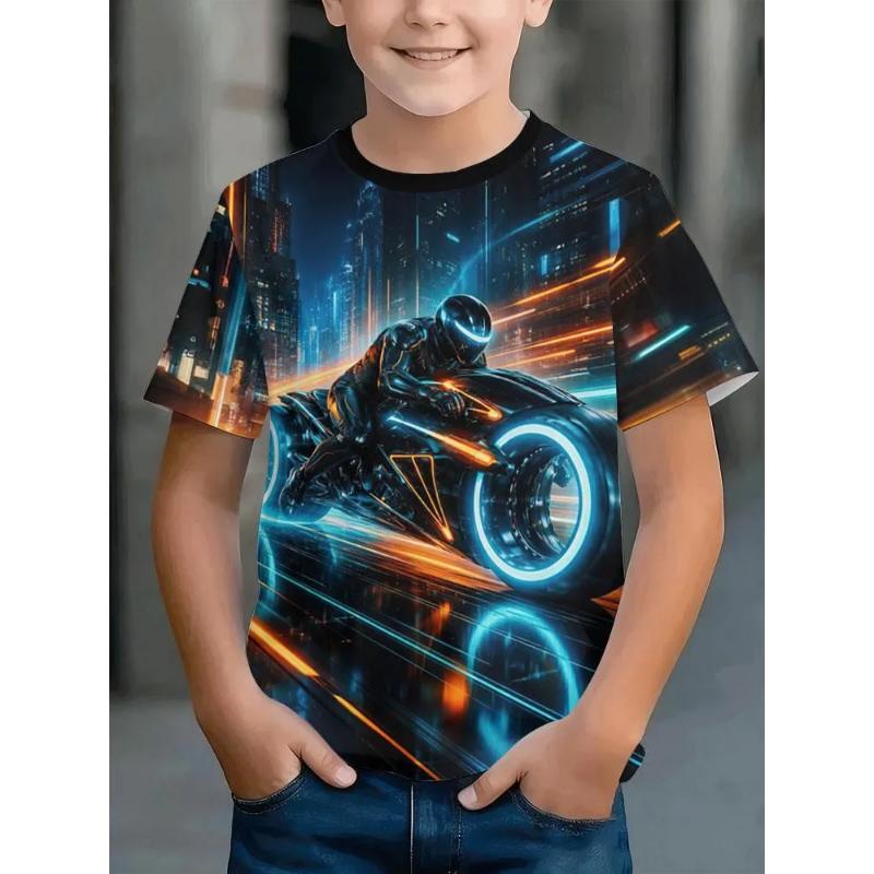 Fashion Children's Clothing Crew Neck Short Sleeve 3D Casual Color Printing Casual Short Sleeve Crew Neck T-Shirt