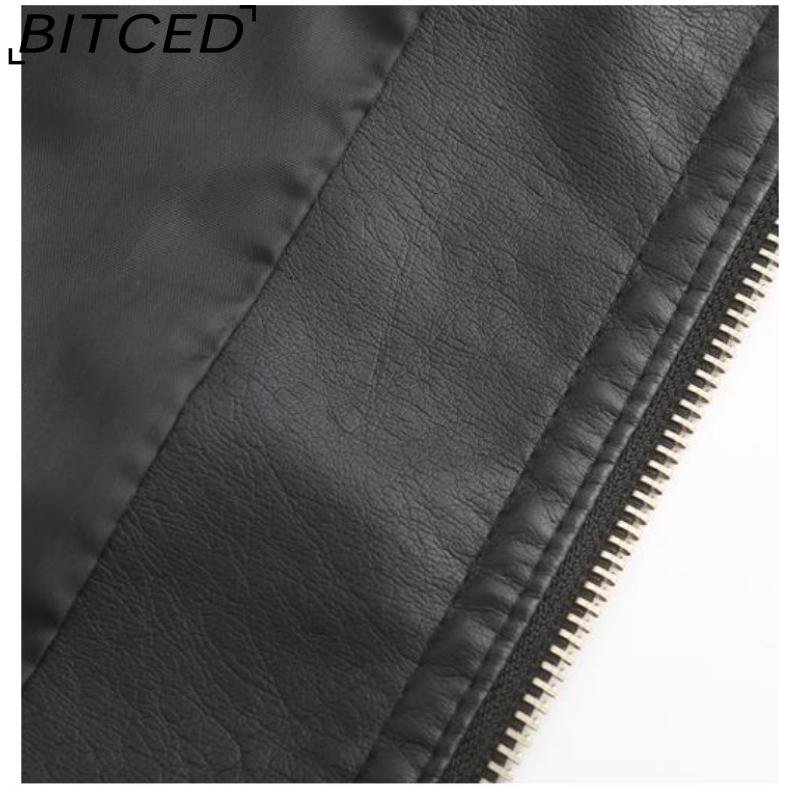 BITCED Spring/Autumn Women's Leather Jacket Women's Elegant Plus Size Stand Collar Leather Jacket