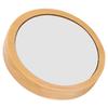 Portable Wood Mirror Wooden Handle Round for Cosmetic Makeup Clear Reflection with Smooth Edges
