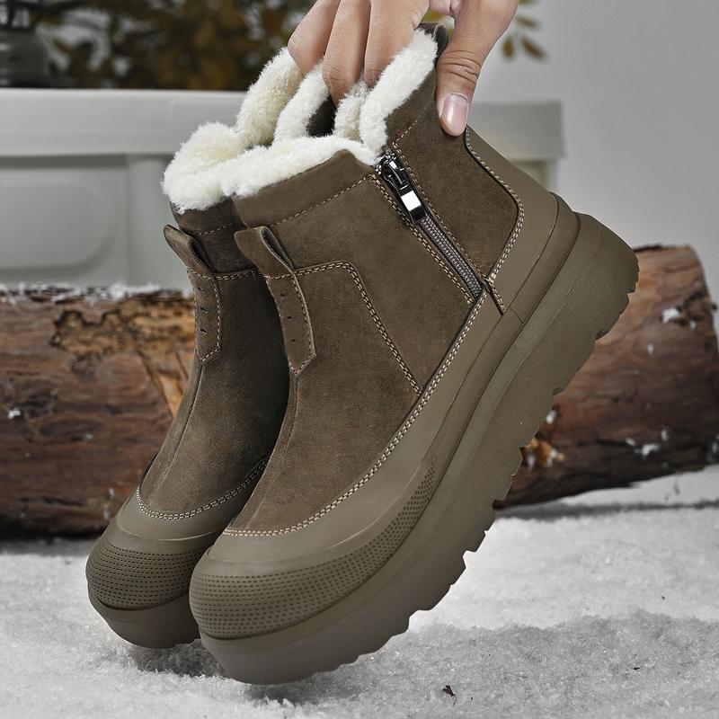 New Men's  Warm Cotton Shoe Men's Winter Slip-on Snow Boots Men for Work Ankle Boots Male Winter Thick Bottom Outdoor Casual Shoes