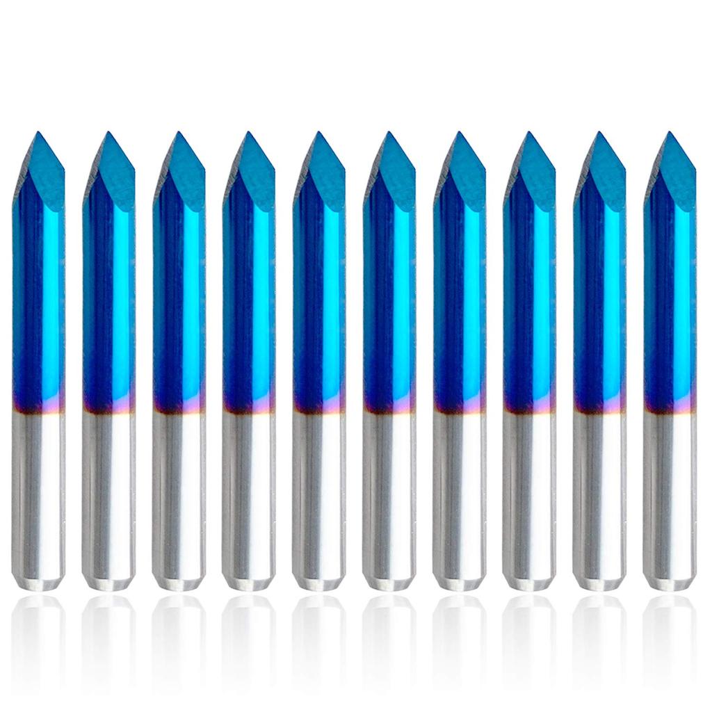 FoxAlien Tapered End CNC Router Coated Pyramid Bit for and Aluminum Lettering Sign Making 0.1mm Engraving, V-Bit, Mill, Bit, 1/8" (3.175mm) Shank,