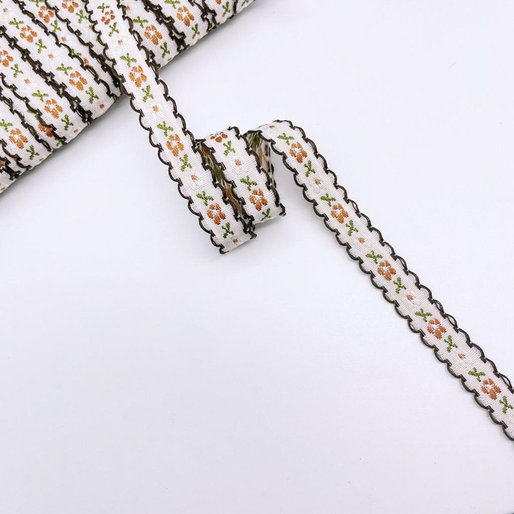 Lace Fabric Webbing Embroidery, Floral 1cm Handmade DIY Accessories Ribbon Clothing Decoration Jacquard Belt Length 3 Meters