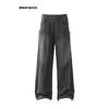 American-Style Deconstructed Washed Sweatpants Men's Autumn and Winter Fashionable Vibe Design Casual Pants Retro Minority Black Wide-Leg Pants