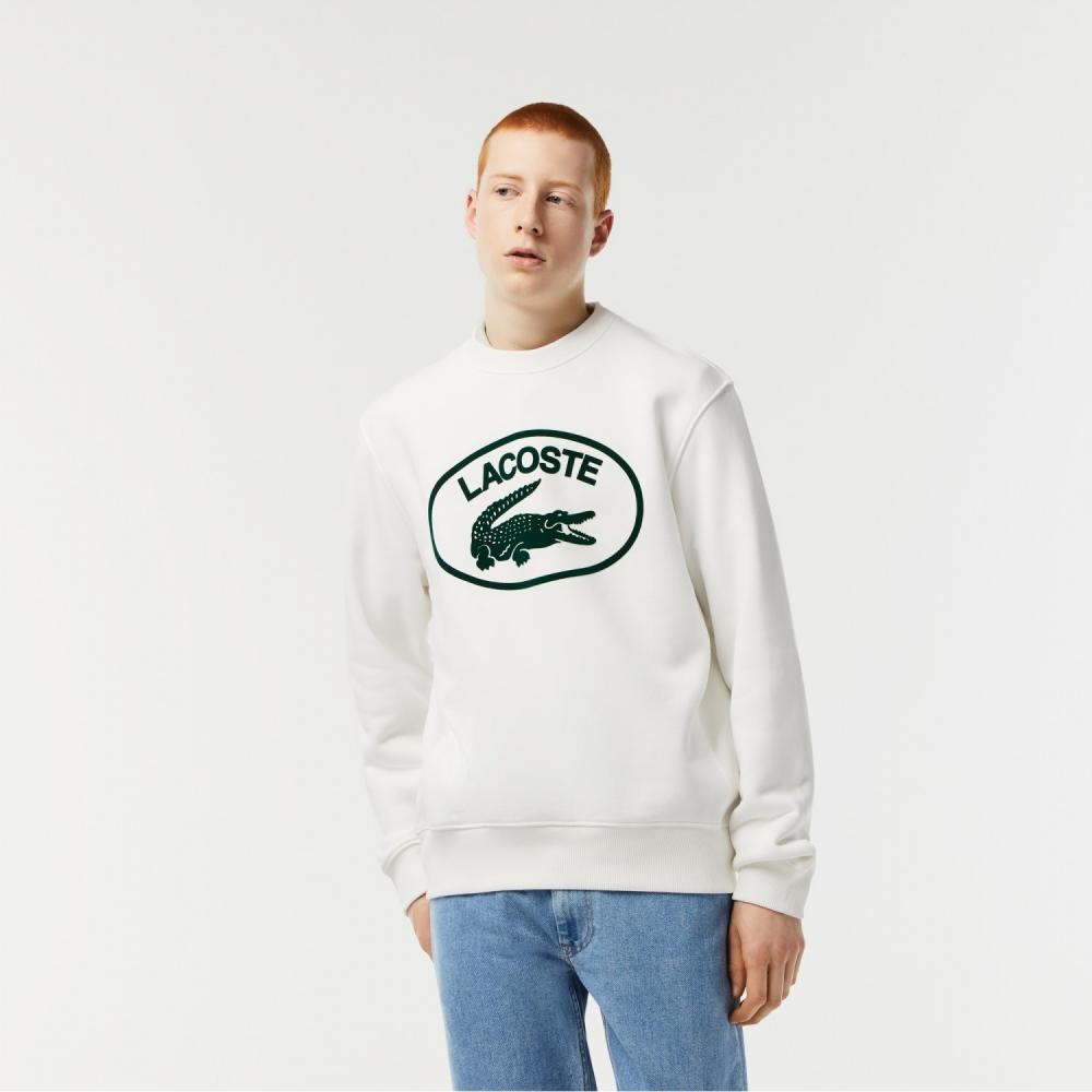 

LACOSTE Мужская Толстовка С Круглым Вырезом Big Croc Белый