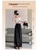 Plus Size Chinese Style Jacquard Wide-Leg Pants for Women, Spring/Summer Ice Silk Loose Fit