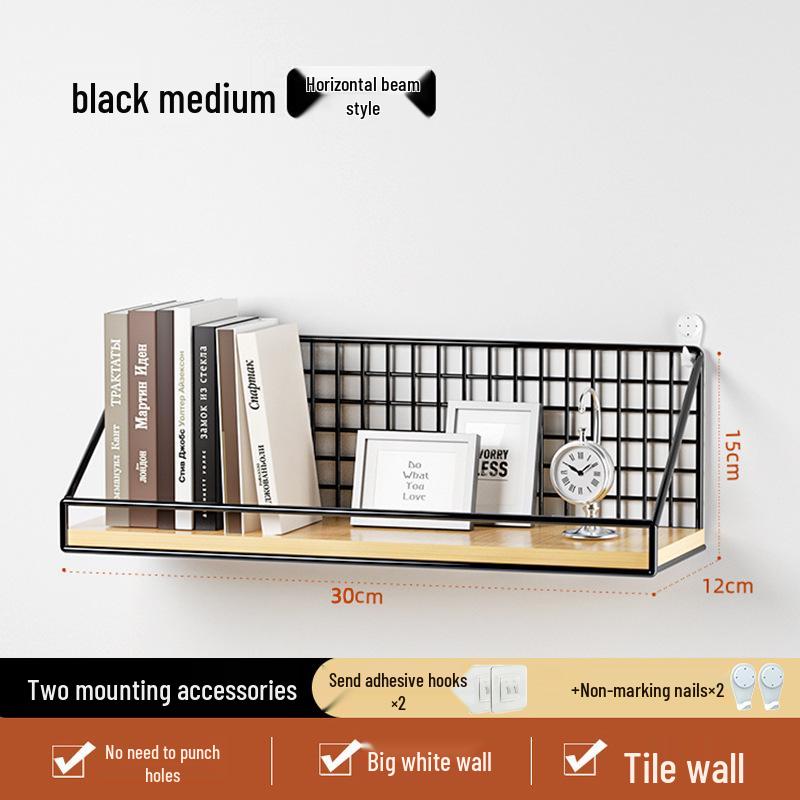 Punch-Free Wall Shelf: Cosmetic Storage with Key Hanger Hooks for Bedroom/Bathroom.