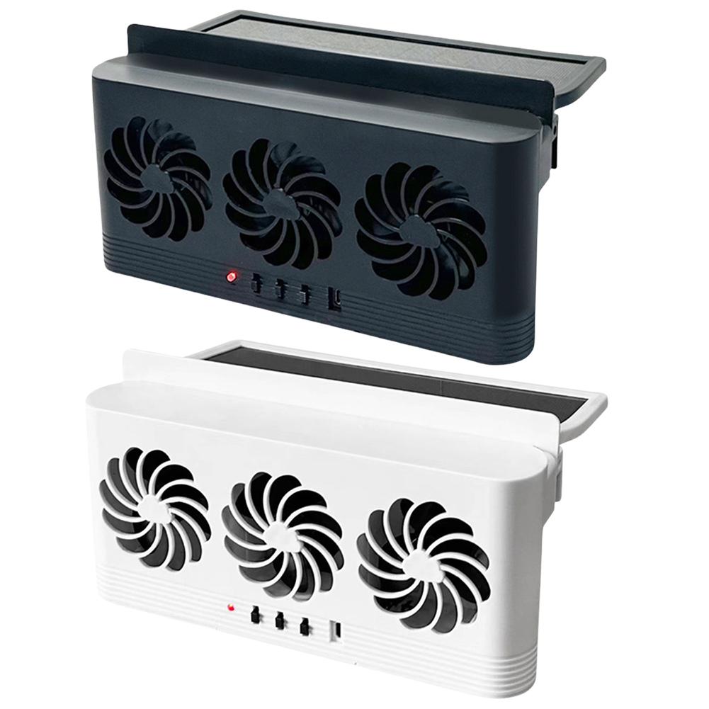3-in-1 5000 RPM 2.5W 5.5V Solar Car Exhaust Fan with 3 Air Outlets Car Radiator Cooling Fan Air Vent Fan Eliminate Peculiar