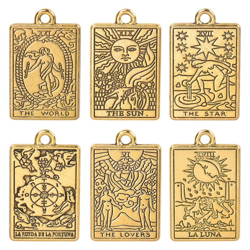 12Pcslot Metal Tarot Charm Mix Accessories Sun Moon Star Pendant Charms For Jewelry Making Supplies Wholesale Items Diy Earring