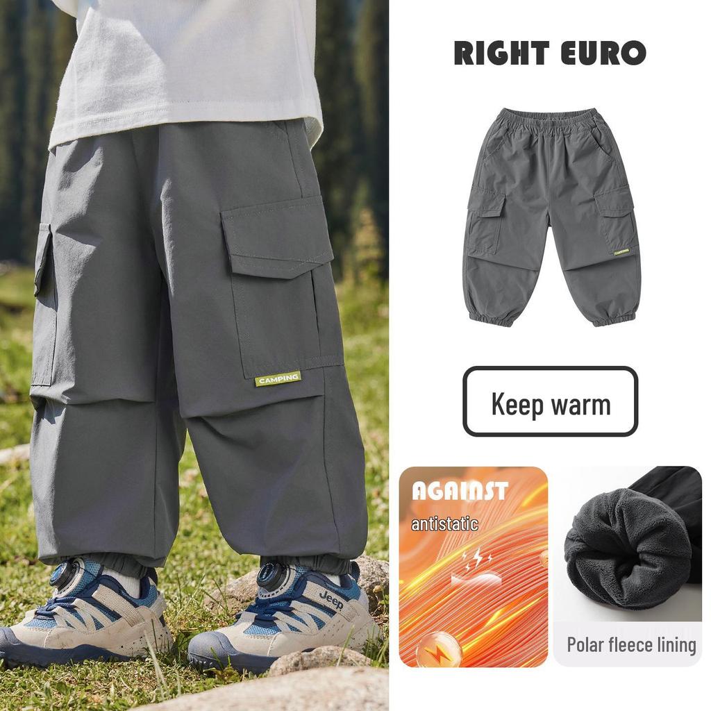 European Boy's Fleece-Lined Work Pants, Winter 2025 Children's Wear Collection