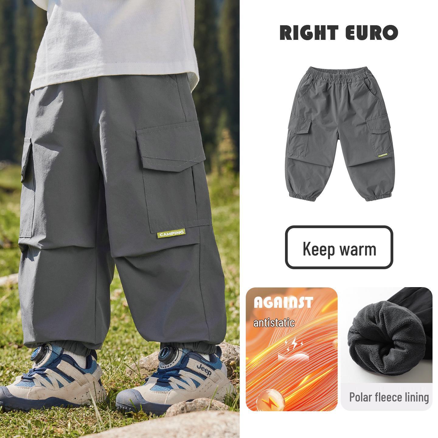 

European Boy s Fleece-Lined Work Pants, Winter 2025 Children s Wear Collection 90 cm