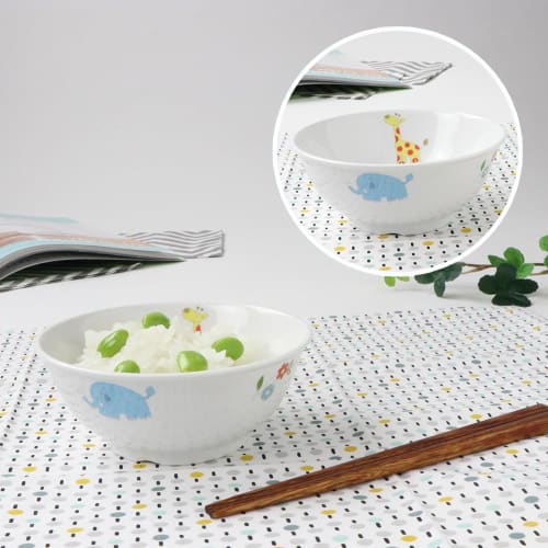 [Official] OGISO (Ogiso) - Used in nurseries! Reinforced porcelain rice bowl, perfect for children and women, 11cm, Safari, 10871250A100