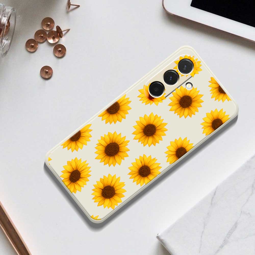 Etui na Samsung Galaxy A36 5G Wzór Słoneczników Nadruk Proste Krawędzie TPU Pokrowiec na Tył Telefonu