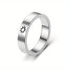 1Pc Fashion Titanium Steel Vintage Matte Sun and Moon Pattern Design Titanium Steel Ring