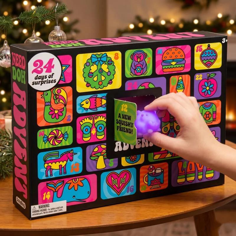 Calendario dell'Avvento Pop Cube 5cm Ice Baby Squishy 24 Fori Fidget Calendario per Bambini Adolescenti Regalo per le Feste di Compleanno Carina Decorazione da Scrivania