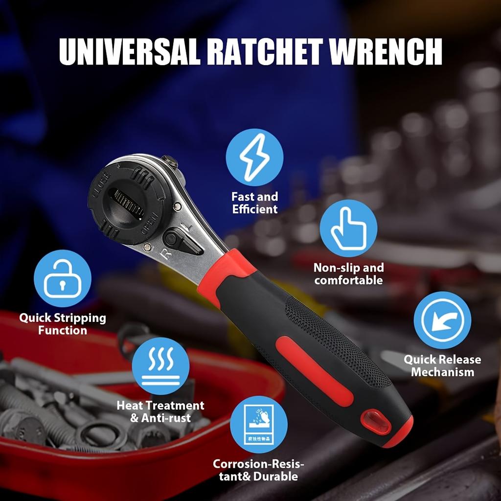 Adjustable Ratchet Wrench Universal Adjustable Hex Wrench, Small and Large Wrench Kit Manual Tool Locking Adjustable Wrench with Non-slip Handle