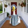 Spring Cute Blue Floral Porch Goose Outfit Summer Ruffled Goose Costume Outdoor Yard Decoration Bonnet Goose Dress