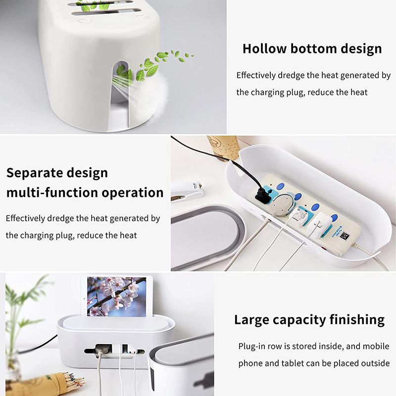 Boîte de rangement de câbles, boîtier de multiprise, boîtier de câbles, organisateur de prises de chargeur anti-poussière, bac de rangement de lignes réseau, gestion des fils de chargeur