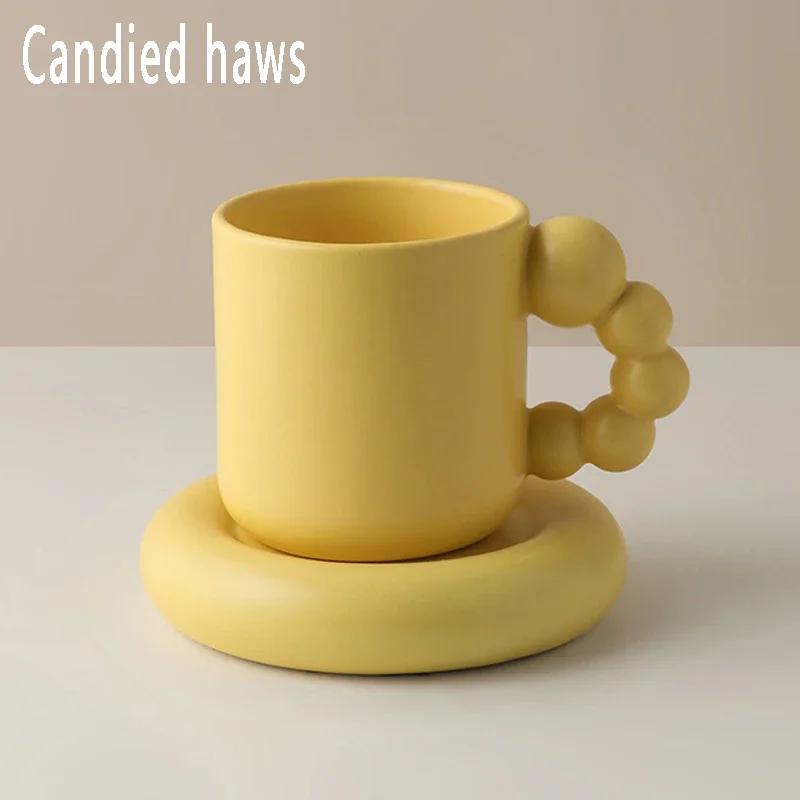 Nordic Ceramic Mug Fat Handle Coffee Cup and Saucer Set High Temperature Heat Insulation Water Self Stirring Drinkware Hot