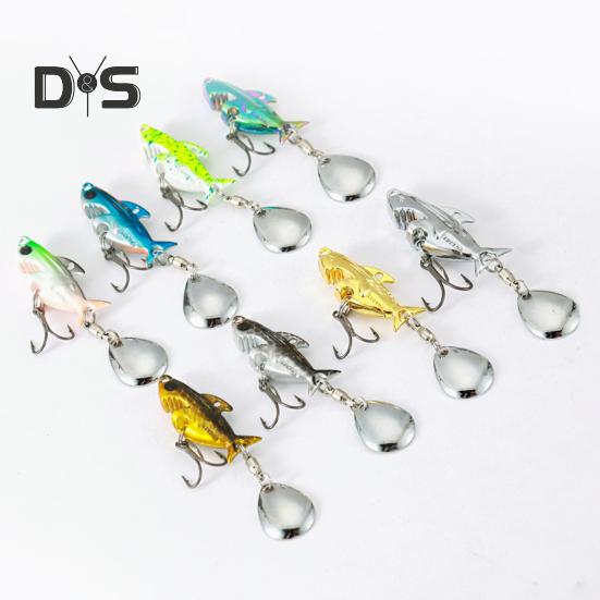 3.8CM/10G Metal Shark Fishing Lure with Spinner Sequin Treble Hooks Long Casting Artificial Hard Bait Freshwater Saltwater Trout Bass Fishing
