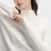 Fila White Classic Fashion Simple Elegant Casual Comfortable Versatile Slim Fit Half-Zip Stand Collar Knit Sweater Women Sweater F11W613401FIV