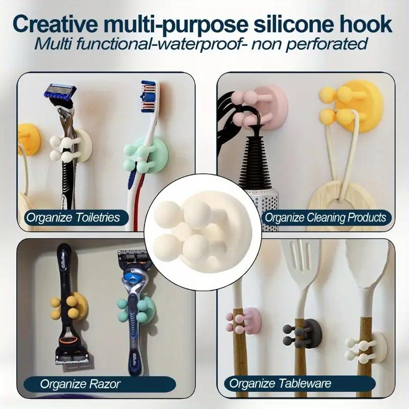 Self Adhesive Wall Hook Strong Without Drilling Coat Bag Bathroom Door Kitchen Towel Hanger Hooks Home Storage Accessories