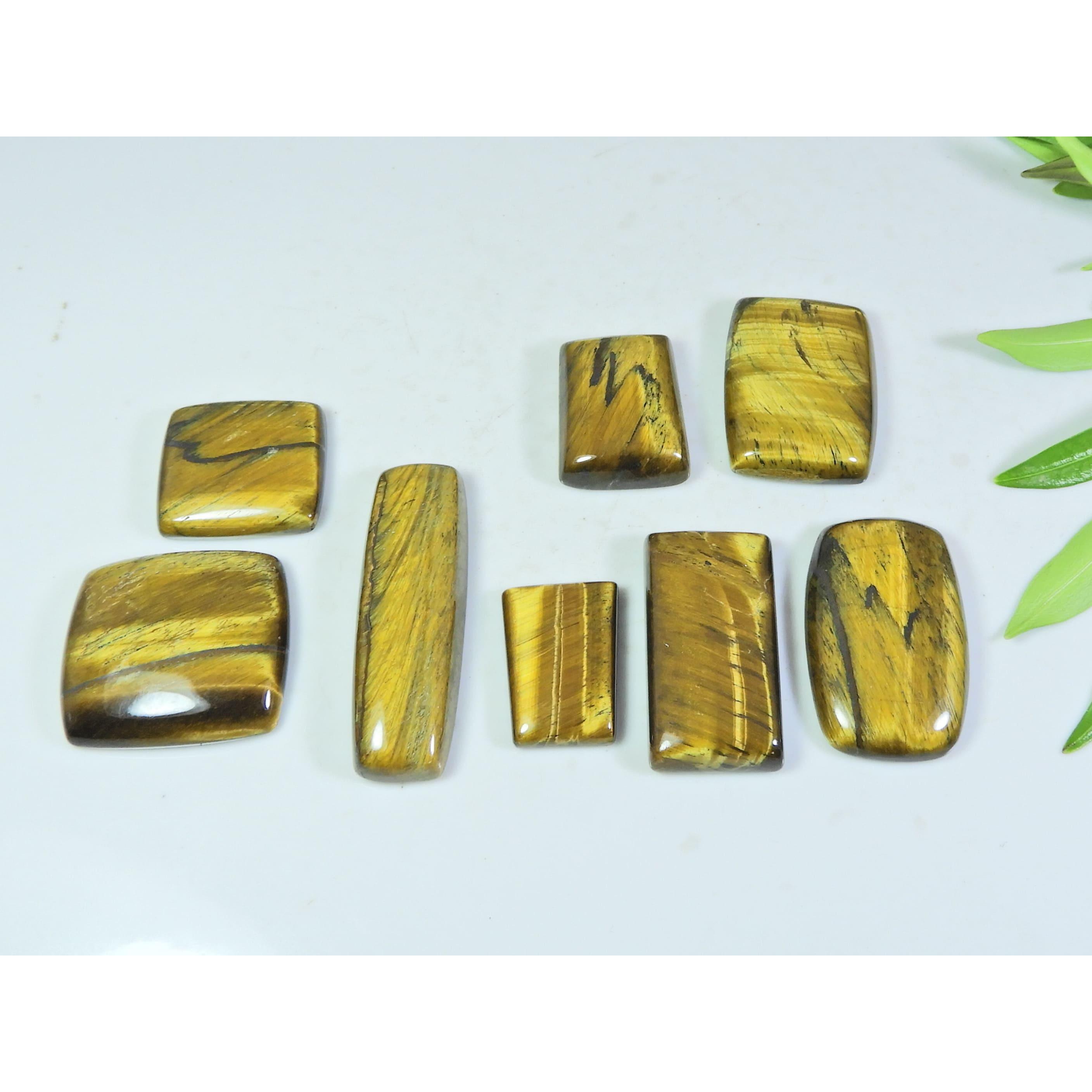

210Cts. Natural Brown Tiger eye Octagon Cabochon Loose Gemstone 08 Pcs Lot A-03