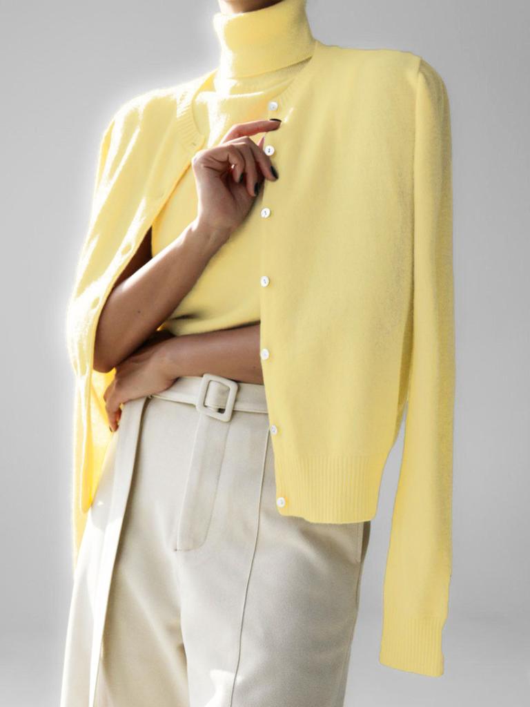 Blubelle Women's New Autumn Turtleneck Sleeveless Tank Top Soft Knit Button Up Cardigan Sweater Fashion Sets