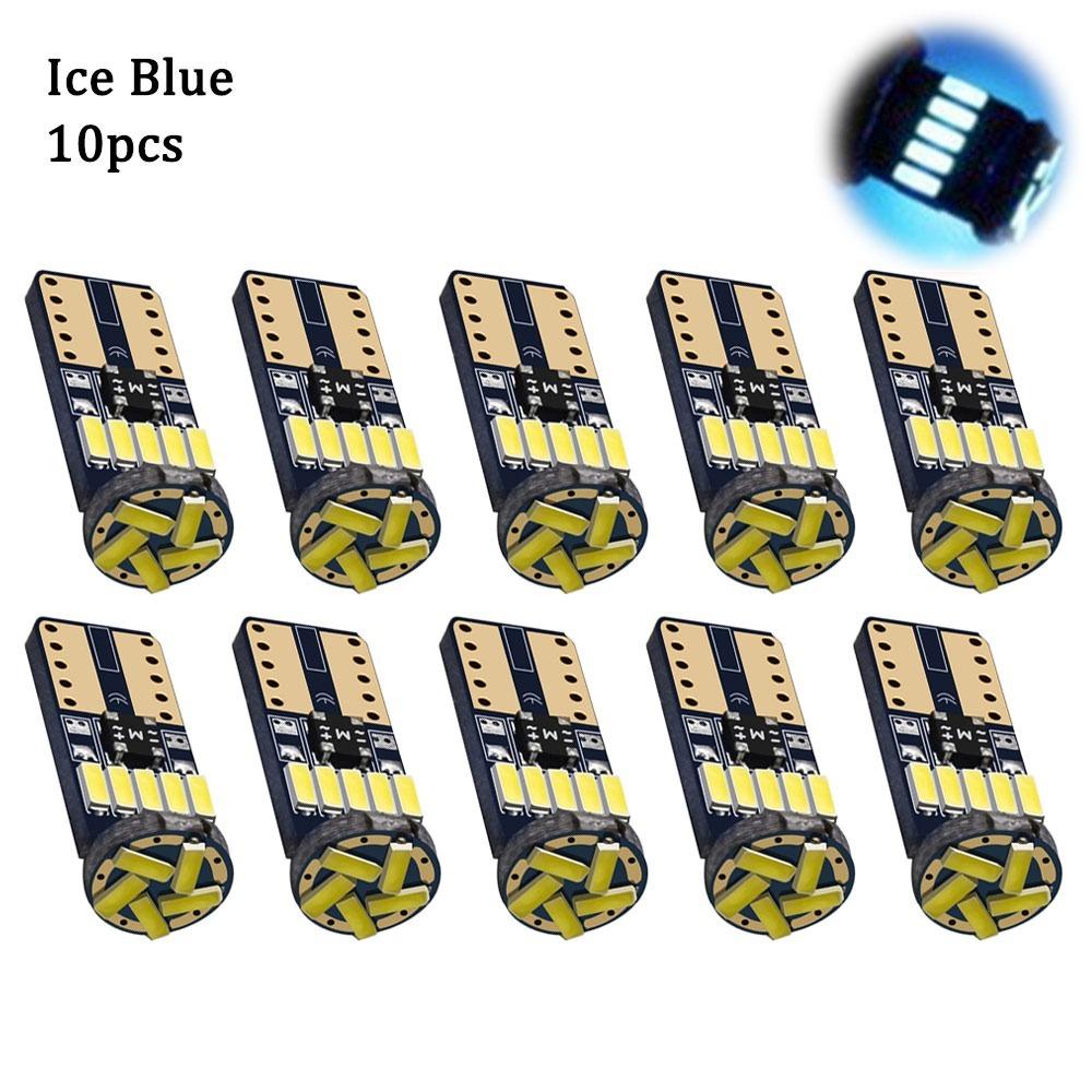 10pcs Super Bright T10 License Plate Light 168 12V Car LED Reading Bulbs 194 4014-15SMD Interior Lamps