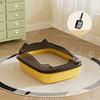 Open Top Cat Litter Box with High Side Anti-Splashing Kitten Litter Pan Semi-Enclosed Cat Toilet with Litter Sifting Scoop