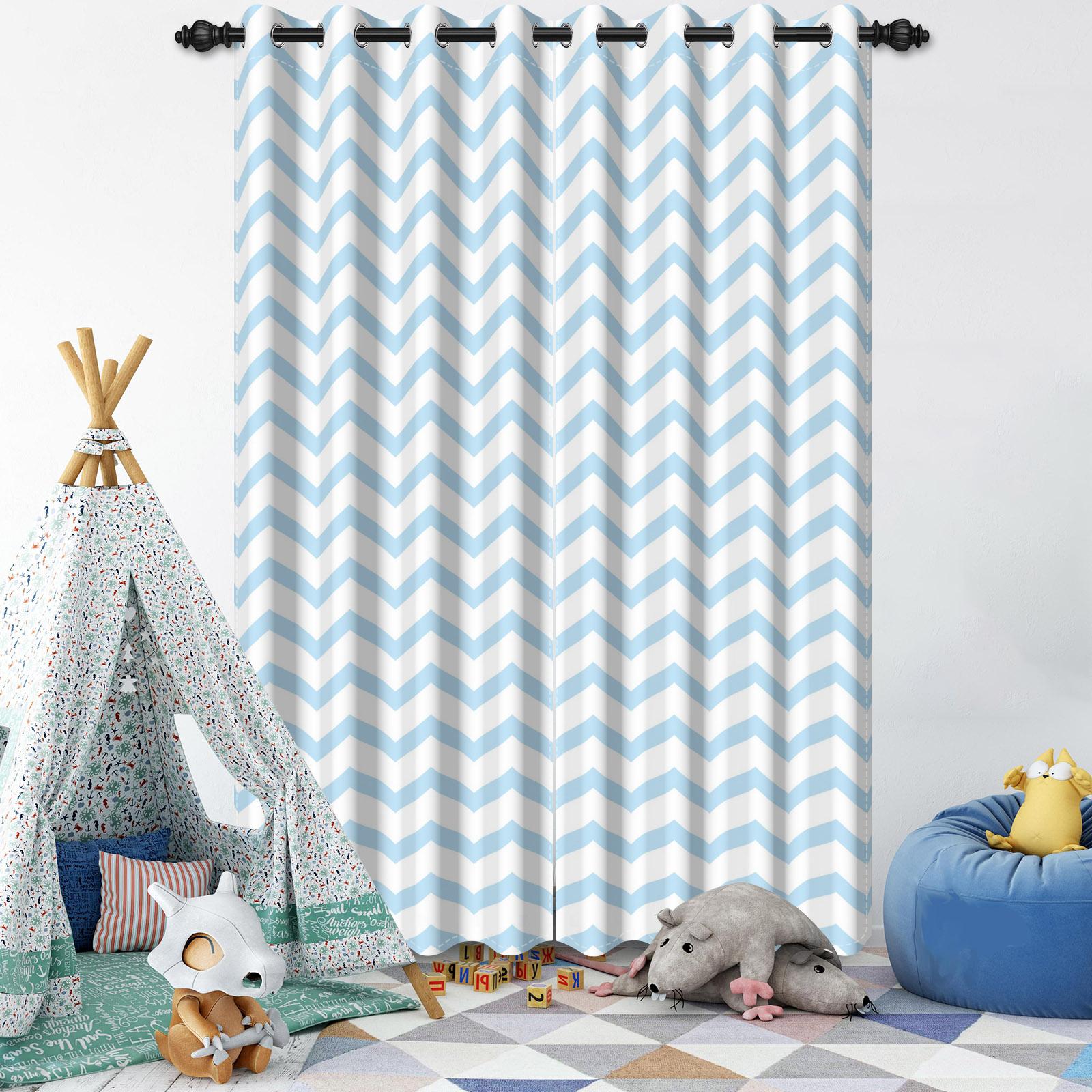

Set Of 2 Minimalist Blue Pattern Curtains Living Room Bedroom Window Home Textiles Geometric Floral Design Drapes Curtain Darkening Polyester Ideal W100*H130(CM)-Rod Pocket&2PCS