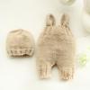 2020 Newborn Photo Props: 2-Color Knit Baby Overalls & Hat Set