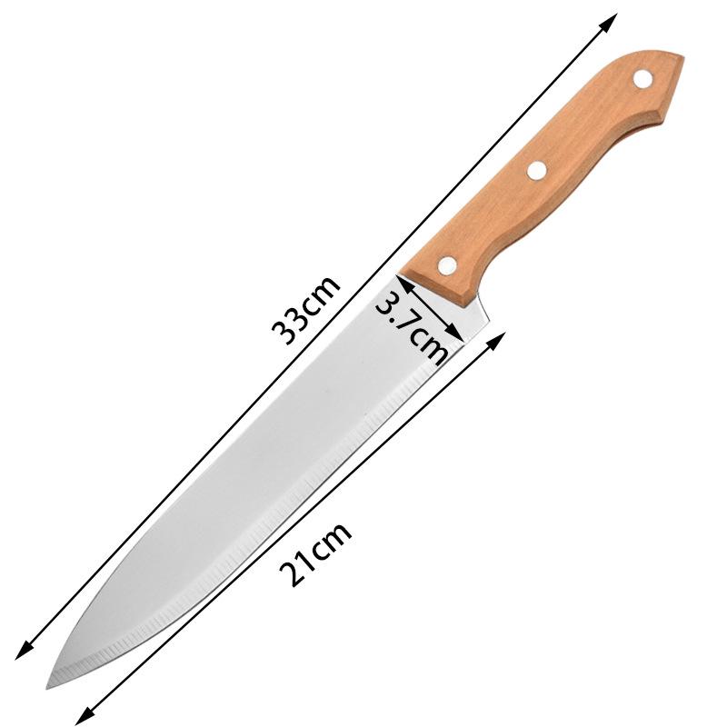 Outdoor BBQ Tool Set: Charcoal BBQ Tools with Wooden-Handled Kitchen Knife, Shovel, Fork, and Tongs.