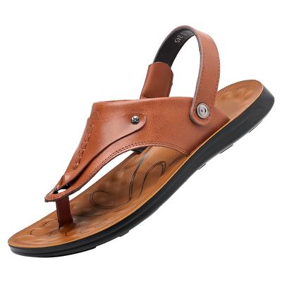 2024 Summer New Men's Clip Toe Slippers Anti Slip High Quality Herringbone Slippers Classic Brown Men's Flat Bottom Casual Shoes