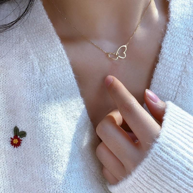 Heart Necklace Women Light Luxury Small Design Clavicle Chain Pendant Hypoallergenic Fashion Commute Jewelry