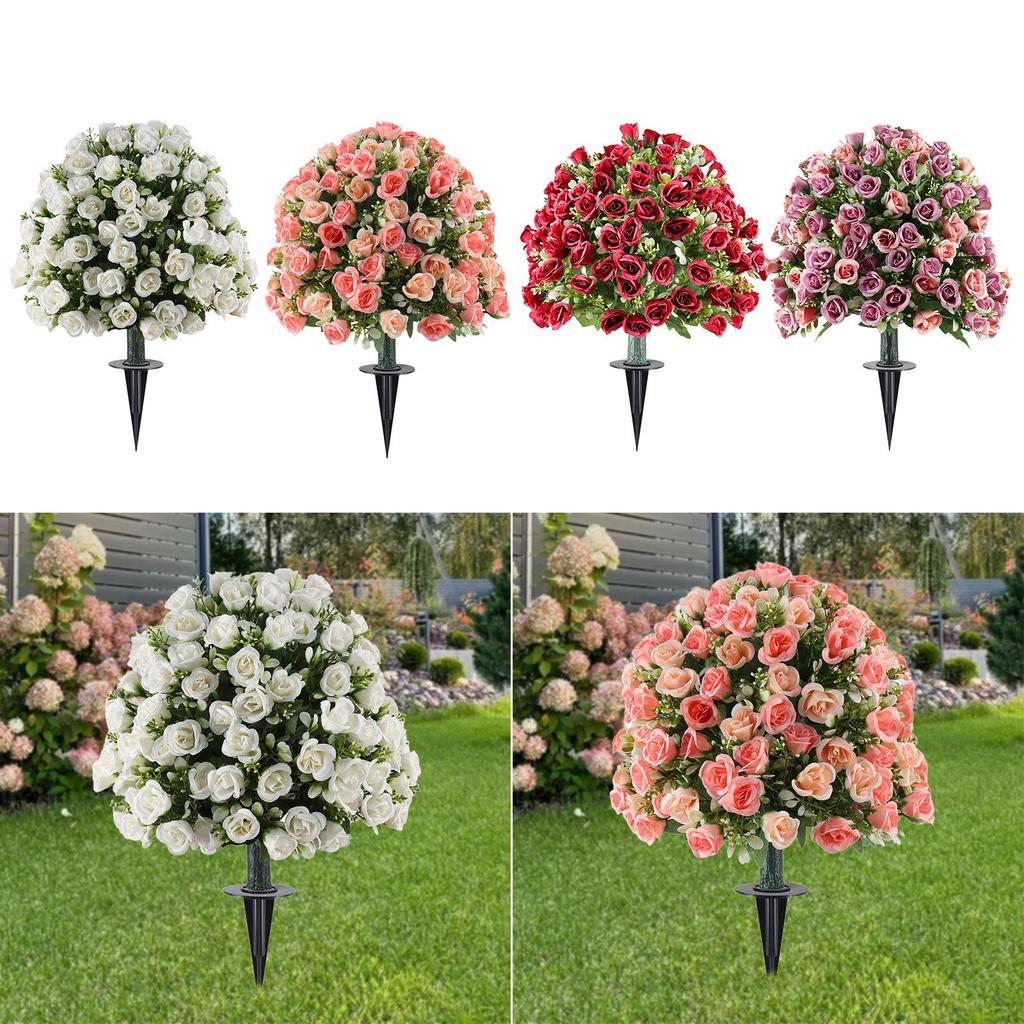 Fake Rose Plants with Layered Petals Artificial Greenery Shrubs Outdoor Indoor for Patio Porch Garden Floral Arrangements