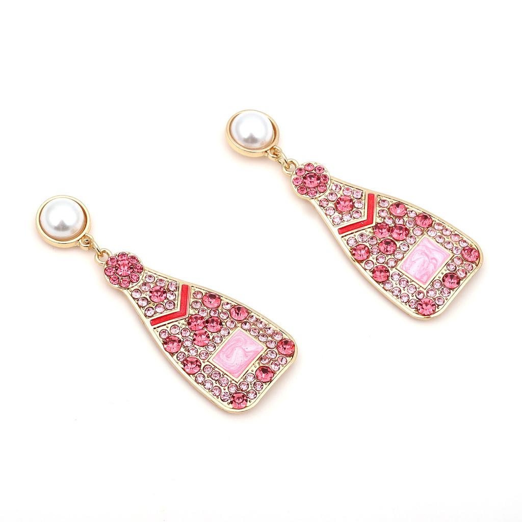 Europe and the United States Cross-border Creative Fashion Alloy Wine Bottle Series Inlaid Rhinestone Earrings Personalized Temperament Light Luxury