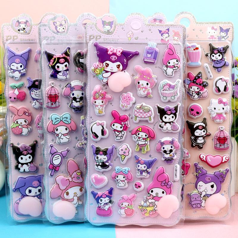 Kawaii Sanrio Happy Buttocks Stickers Cartoon Soft Pinched Children's Decompression 3D Bubble Sticker Phone Case Decoration