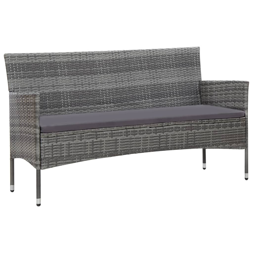 4 Piece Garden Lounge Set with Cushions Poly Rattan Grey