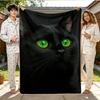 Black Cat Blue Butterfly Glowing Forest Magical Night Soft Cozy Throw Blanket For Sofa Bed Enchanted Vibe