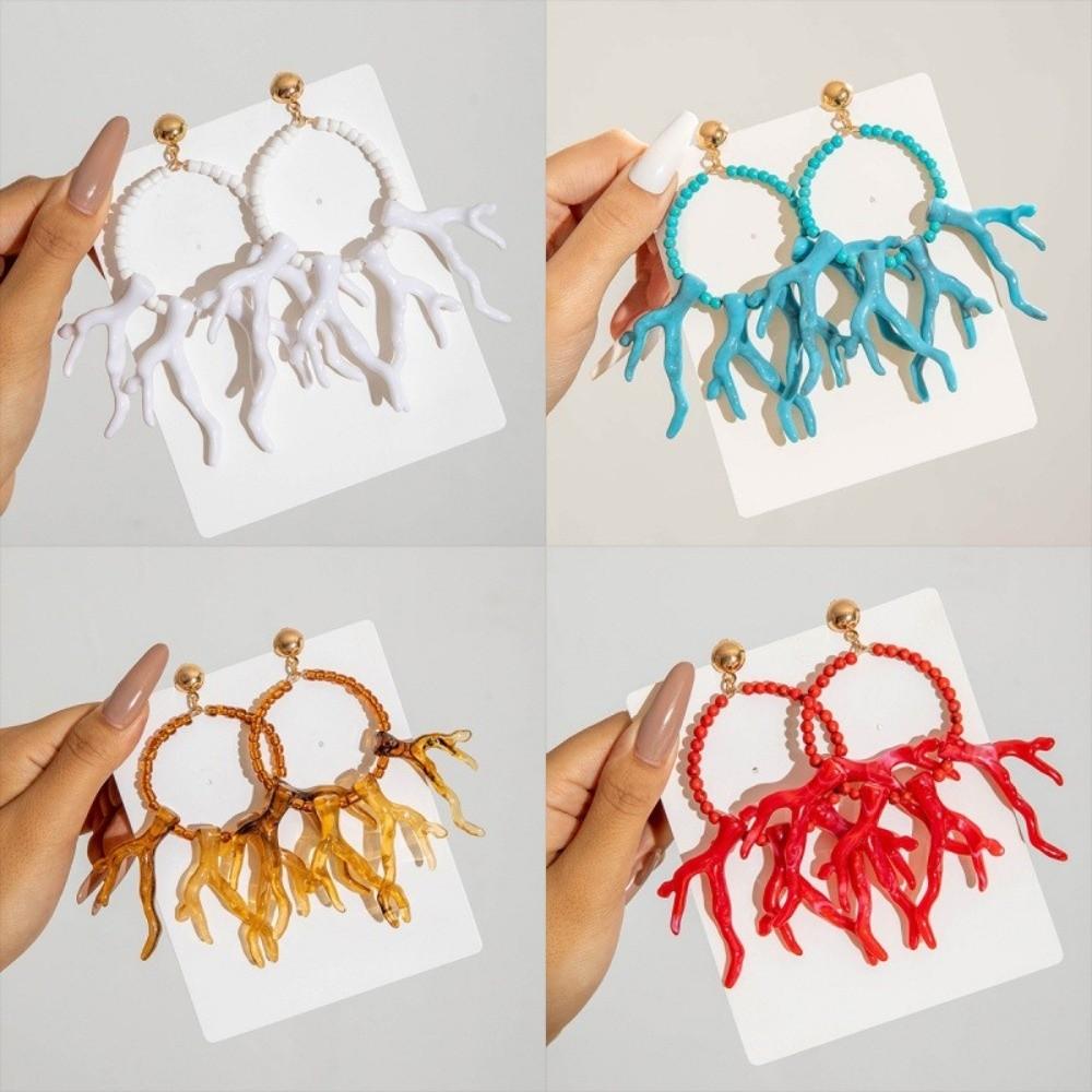 Bohemian Coral Pendant Earring Exaggerated Turquoise Earrings Gifts Womens Trendy Jewelry