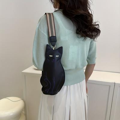 Schwarze Katze Form Crossbody Tasche Vintage Tier Sling Tasche Niedliche Cartoon Umhängetasche