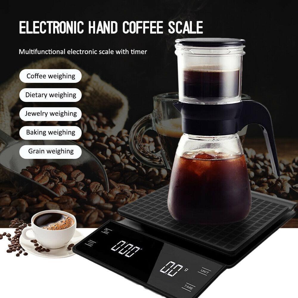 Rechargeable LED Touch Screen Coffee & Kitchen Scale with Timer - 3KG Capacity