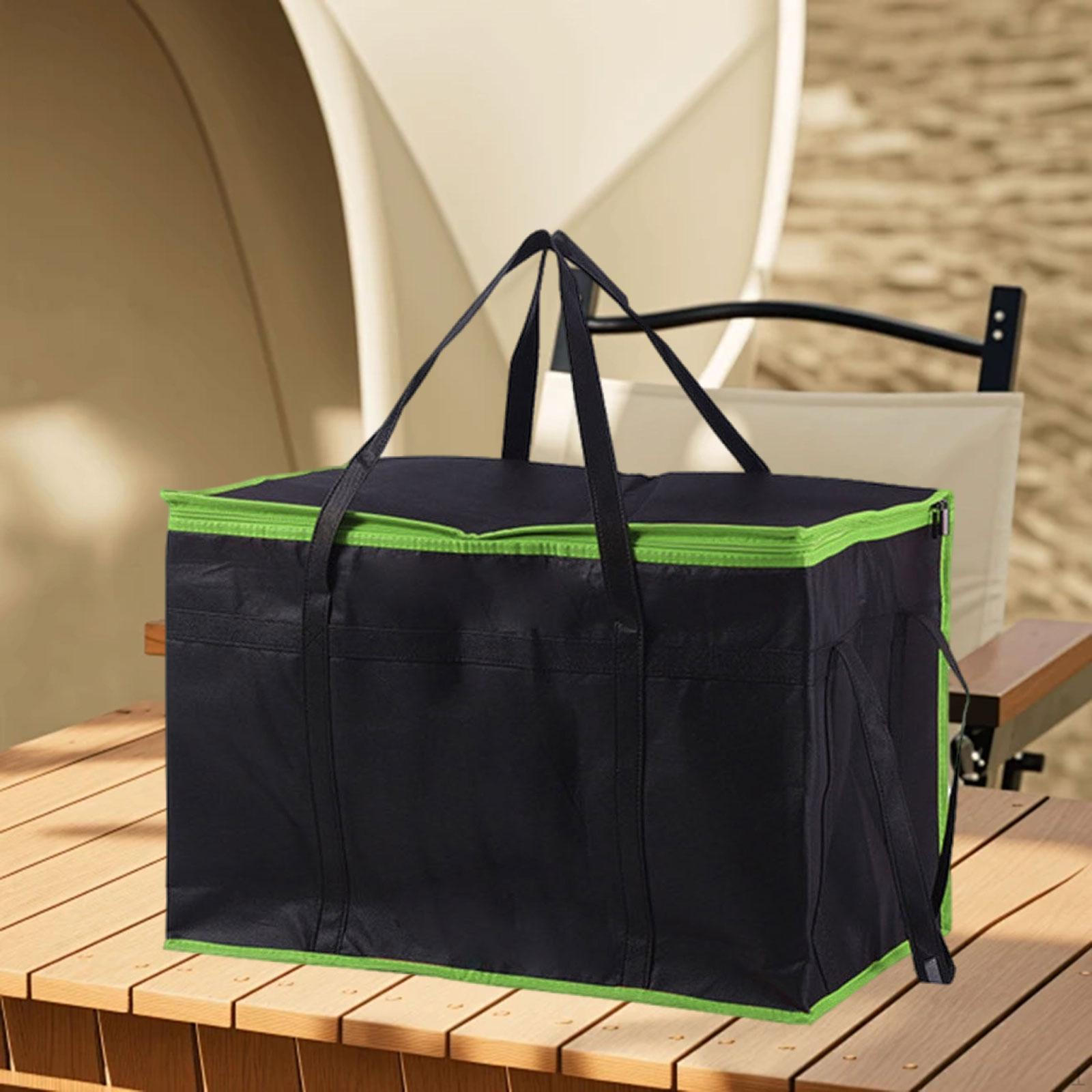 

Сумка для доставки пиццы, продуктовая сумка-тоут для холодной еды, многоцелевая термосумка Black Green Border