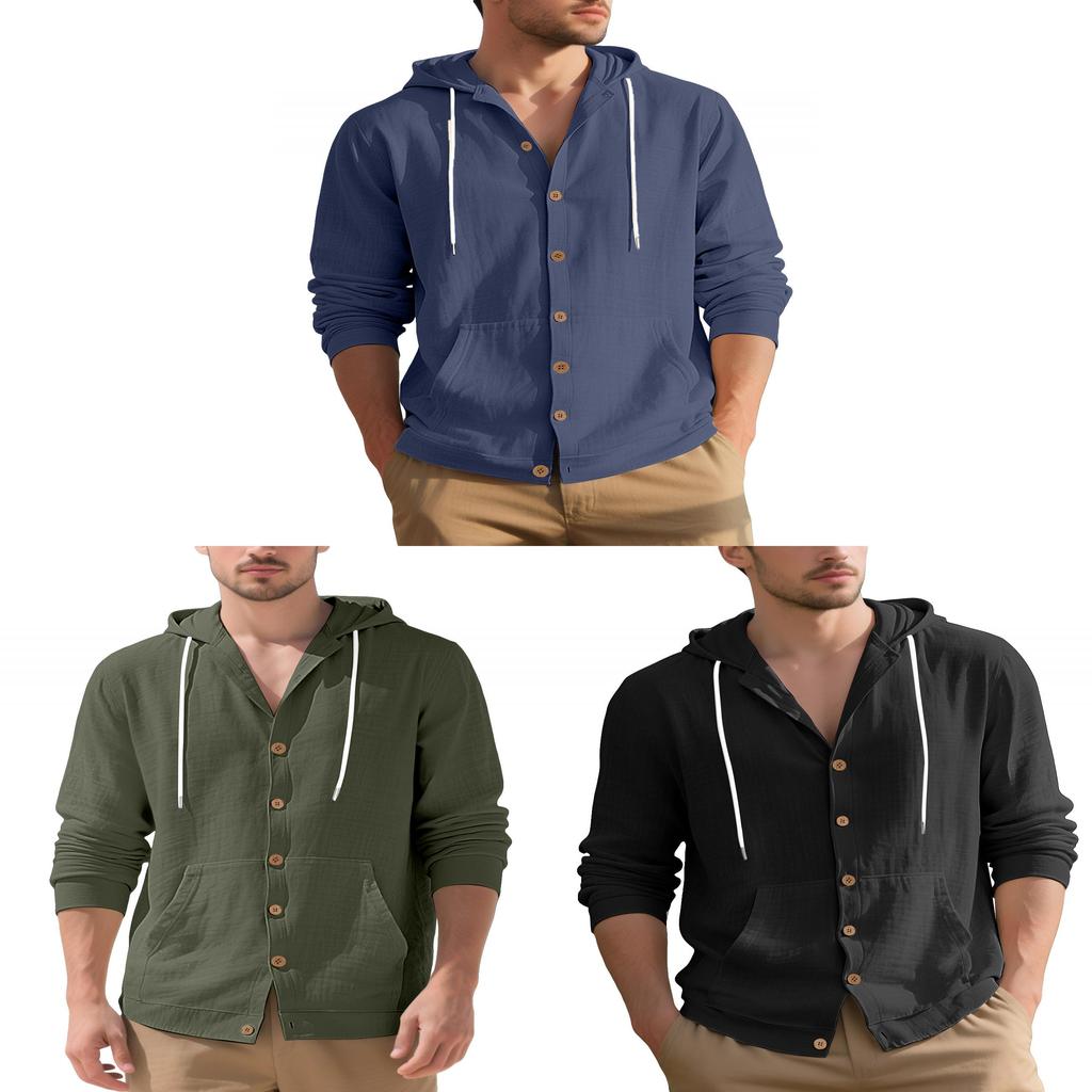 Mens Fashion Casual Shirt With Long Sleeves And Waterwashed Linen For Urban Style Spring Autumn Wear