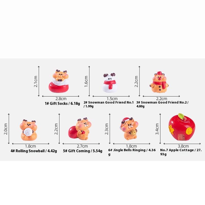 1Pc Christmas Deer Santa Claus Sled Tree Snowman Figurine Miniature Doll House Home Decor Children'S Landscape Decoration