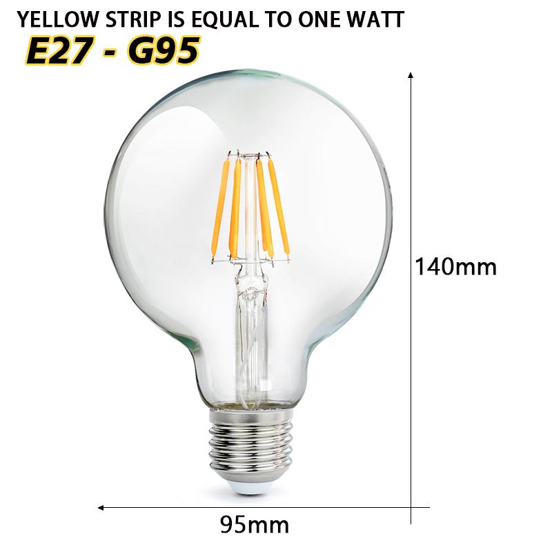 Bombiilas Filament LED Light Bulb Candle Light Glass Bulb Lampara LED Lamp Lighting Bedroom Warm Light E27 220V 240V ST64 A60 T45 G45 G80 G95