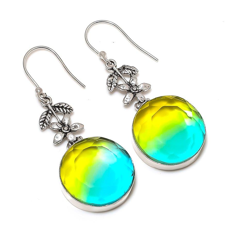 

Bi-Color Tourmaline Gemstone 925 Sterling Silver Jewelry Earring 2.17